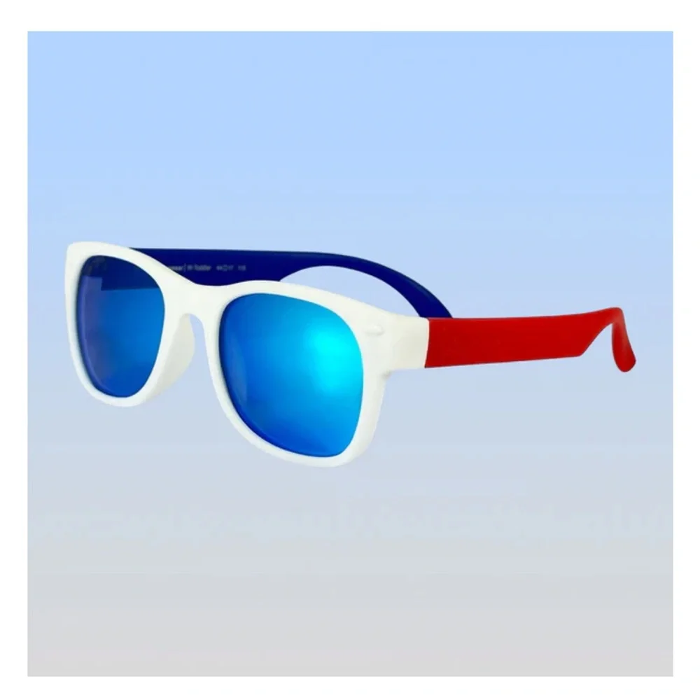 Ro-sham-bo Shades Red, White and Blue baby Sunglasses with Blue Lenses